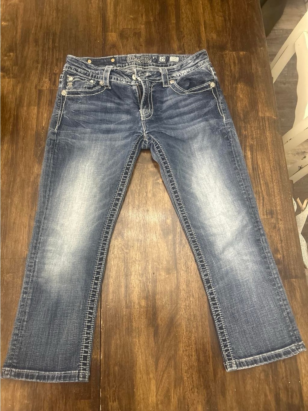 Miss Me Distressed Medium Blue Cropped Jeans